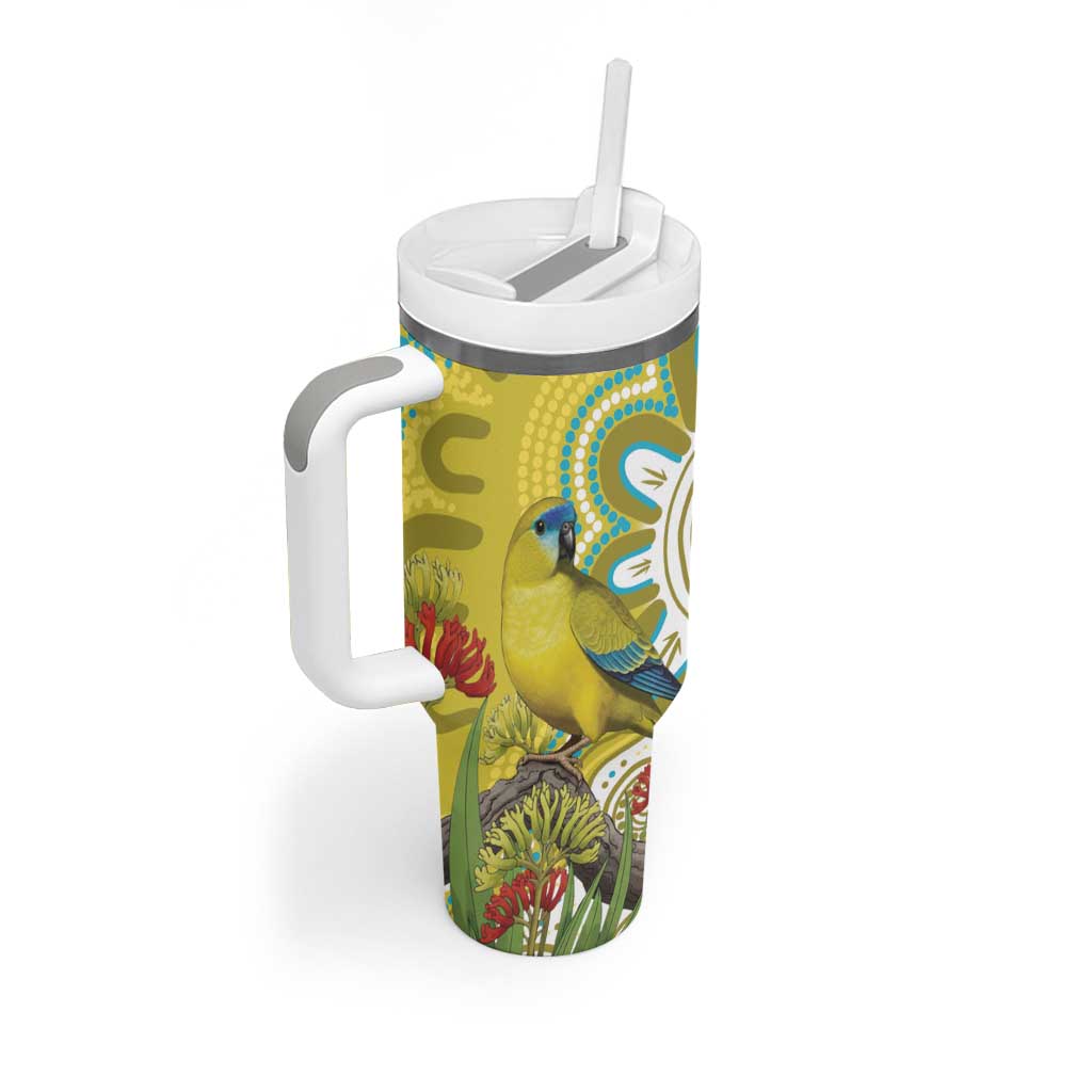 Australia Rock Parrot Tumbler With Handle Kangaroo Paws Indigenous Art - Aussie Hoodie
