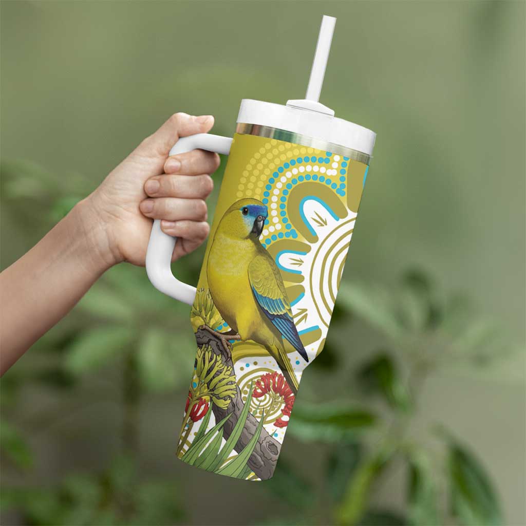 Australia Rock Parrot Tumbler With Handle Kangaroo Paws Indigenous Art - Aussie Hoodie