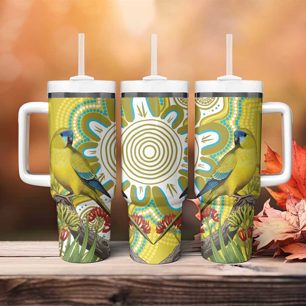 Australia Rock Parrot Tumbler With Handle Kangaroo Paws Indigenous Art - Aussie Hoodie