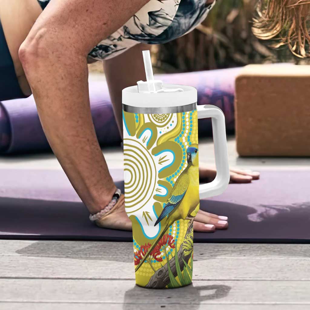 Australia Rock Parrot Tumbler With Handle Kangaroo Paws Indigenous Art - Aussie Hoodie