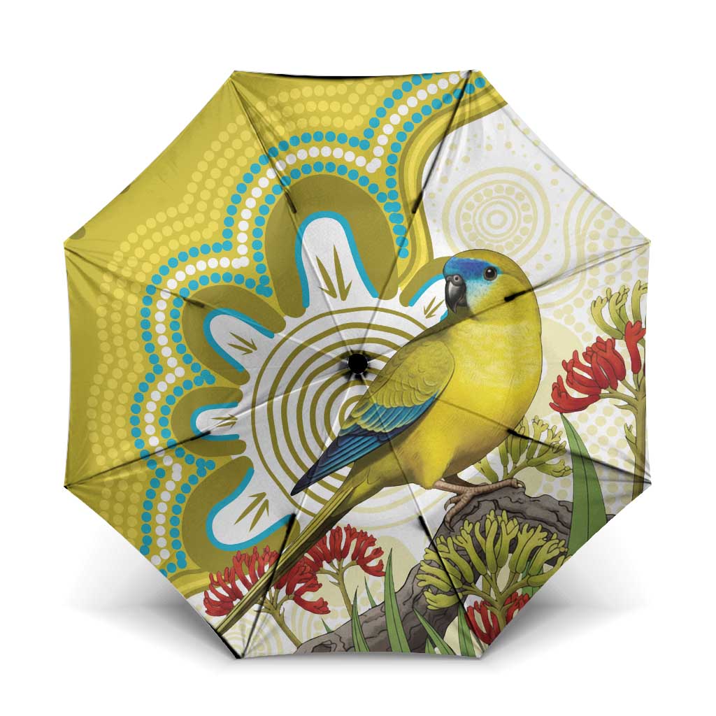 Australia Rock Parrot Umbrella Kangaroo Paws Indigenous Art - Aussie Hoodie