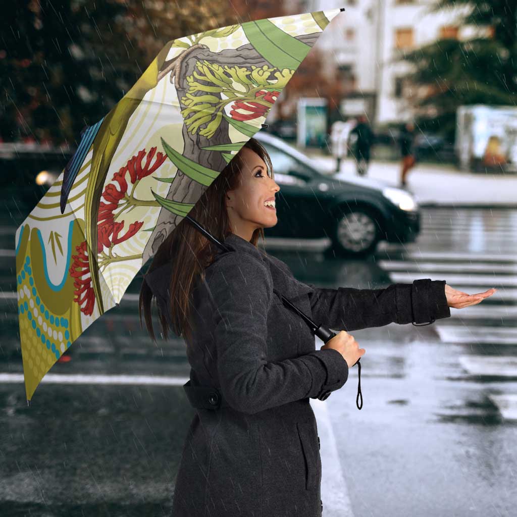 Australia Rock Parrot Umbrella Kangaroo Paws Indigenous Art - Aussie Hoodie