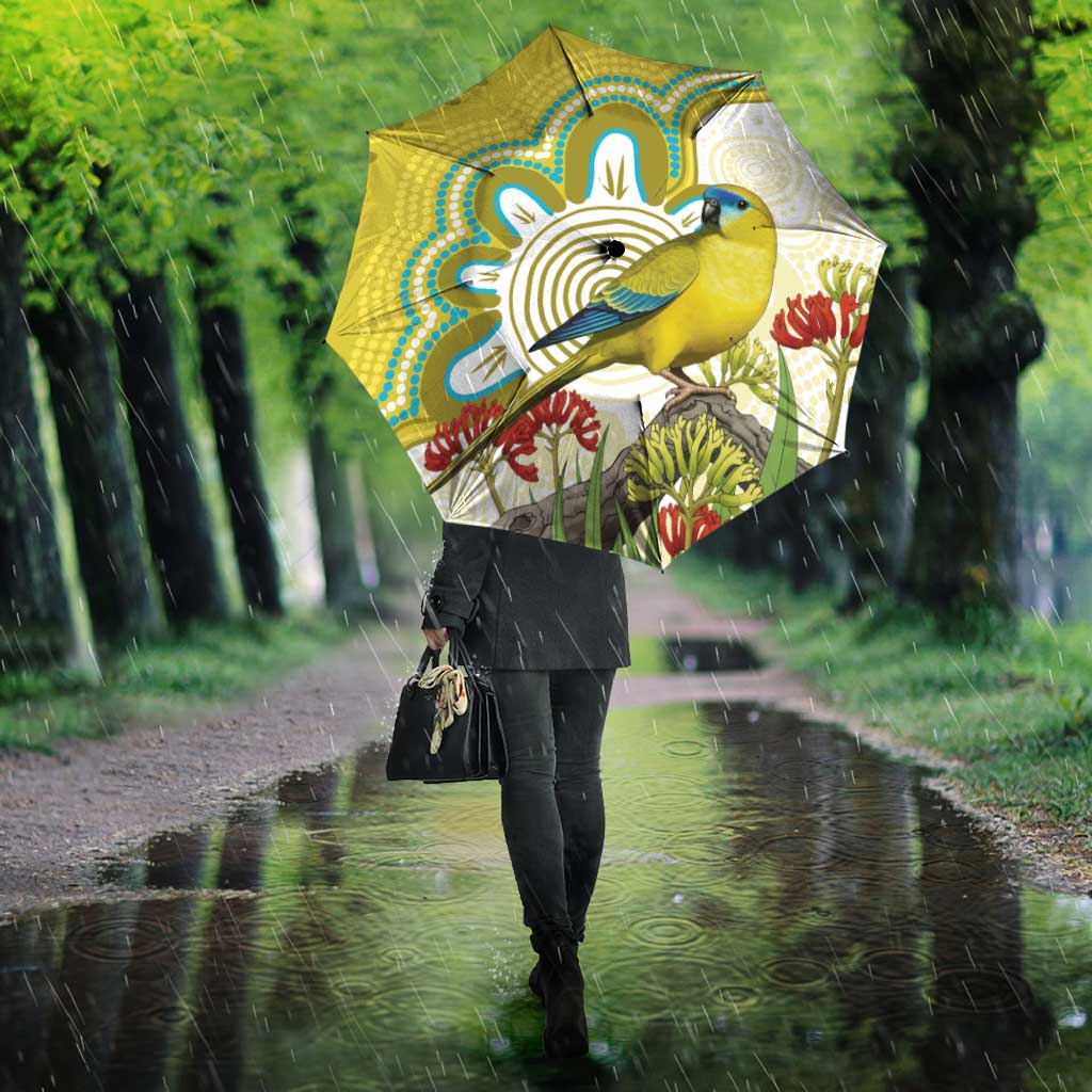 Australia Rock Parrot Umbrella Kangaroo Paws Indigenous Art - Aussie Hoodie