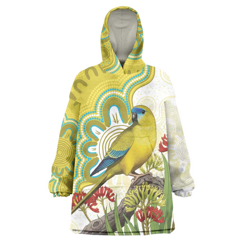 Australia Rock Parrot Wearable Blanket Hoodie Kangaroo Paws Indigenous Art - Aussie Hoodie