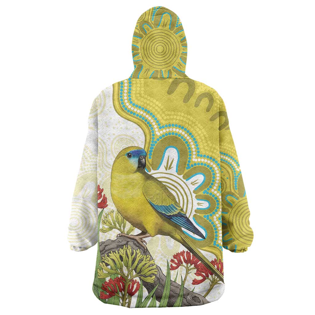 Australia Rock Parrot Wearable Blanket Hoodie Kangaroo Paws Indigenous Art - Aussie Hoodie