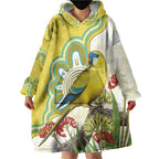 Australia Rock Parrot Wearable Blanket Hoodie Kangaroo Paws Indigenous Art - Aussie Hoodie