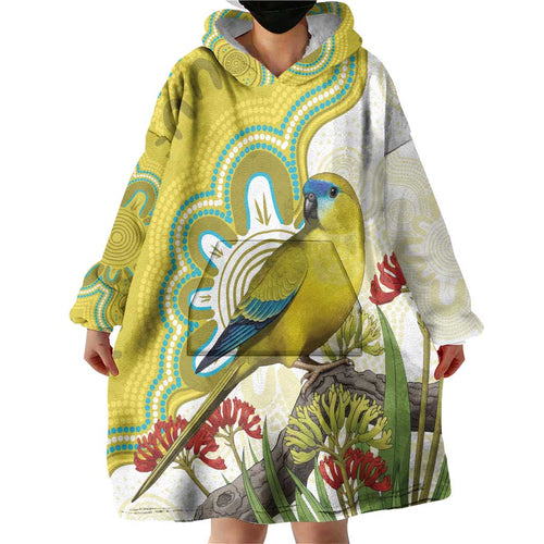 Australia Rock Parrot Wearable Blanket Hoodie Kangaroo Paws Indigenous Art - Aussie Hoodie