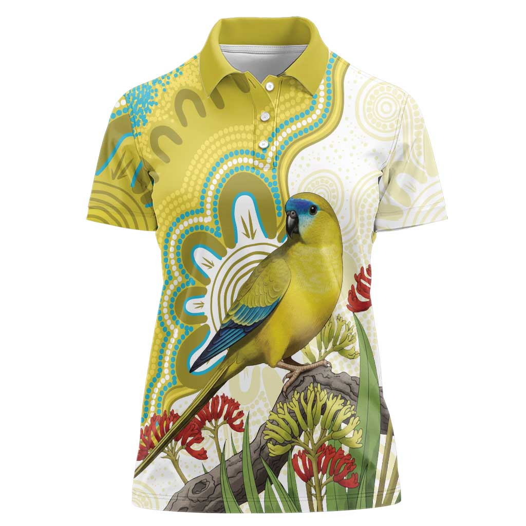 Australia Rock Parrot Women Polo Shirt Kangaroo Paws Indigenous Art - Aussie Hoodie