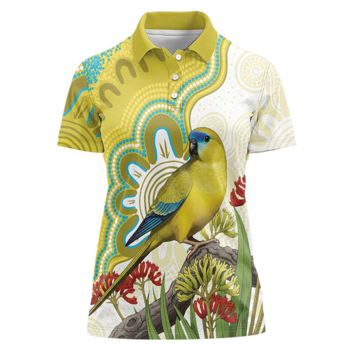 Australia Rock Parrot Women Polo Shirt Kangaroo Paws Indigenous Art - Aussie Hoodie