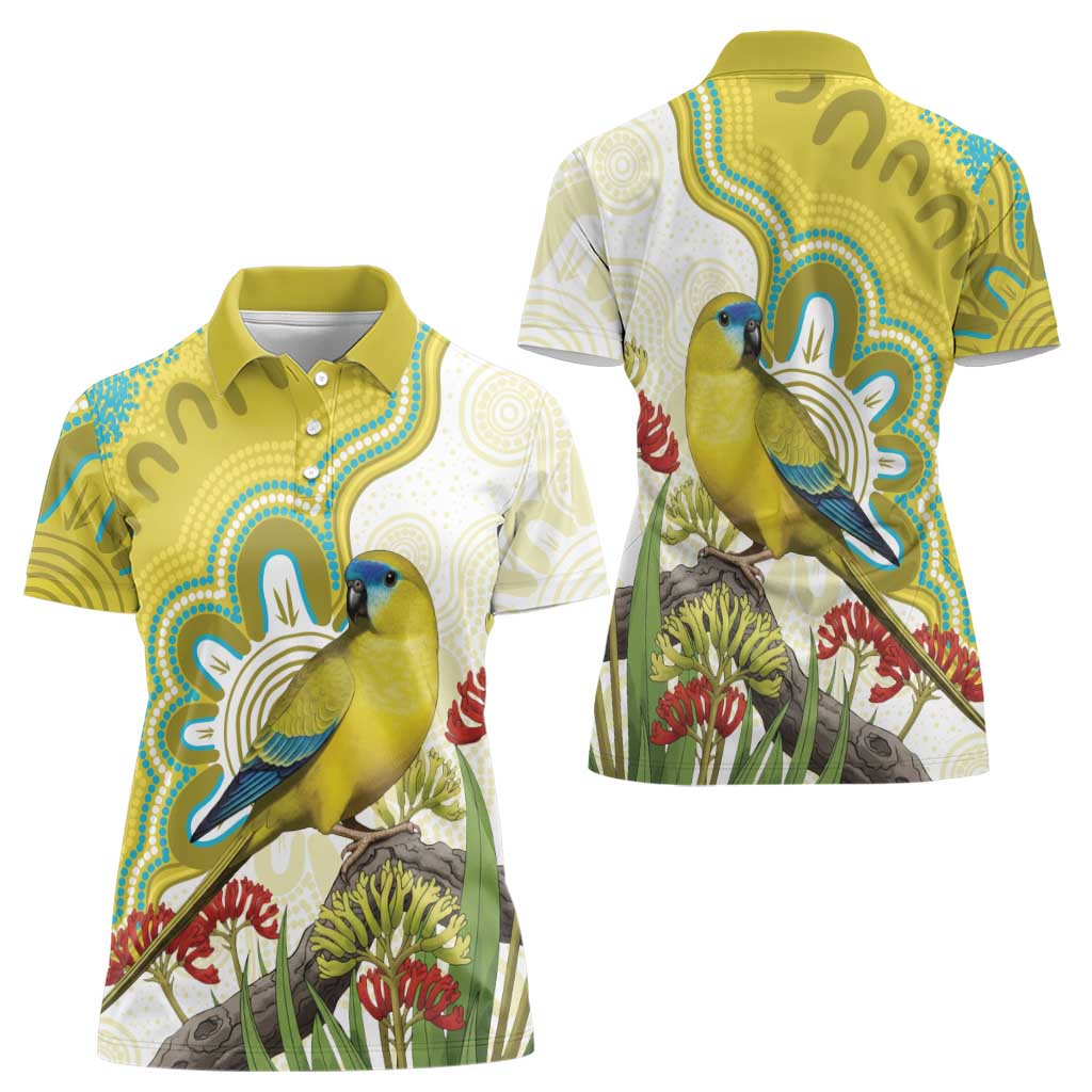 Australia Rock Parrot Women Polo Shirt Kangaroo Paws Indigenous Art - Aussie Hoodie