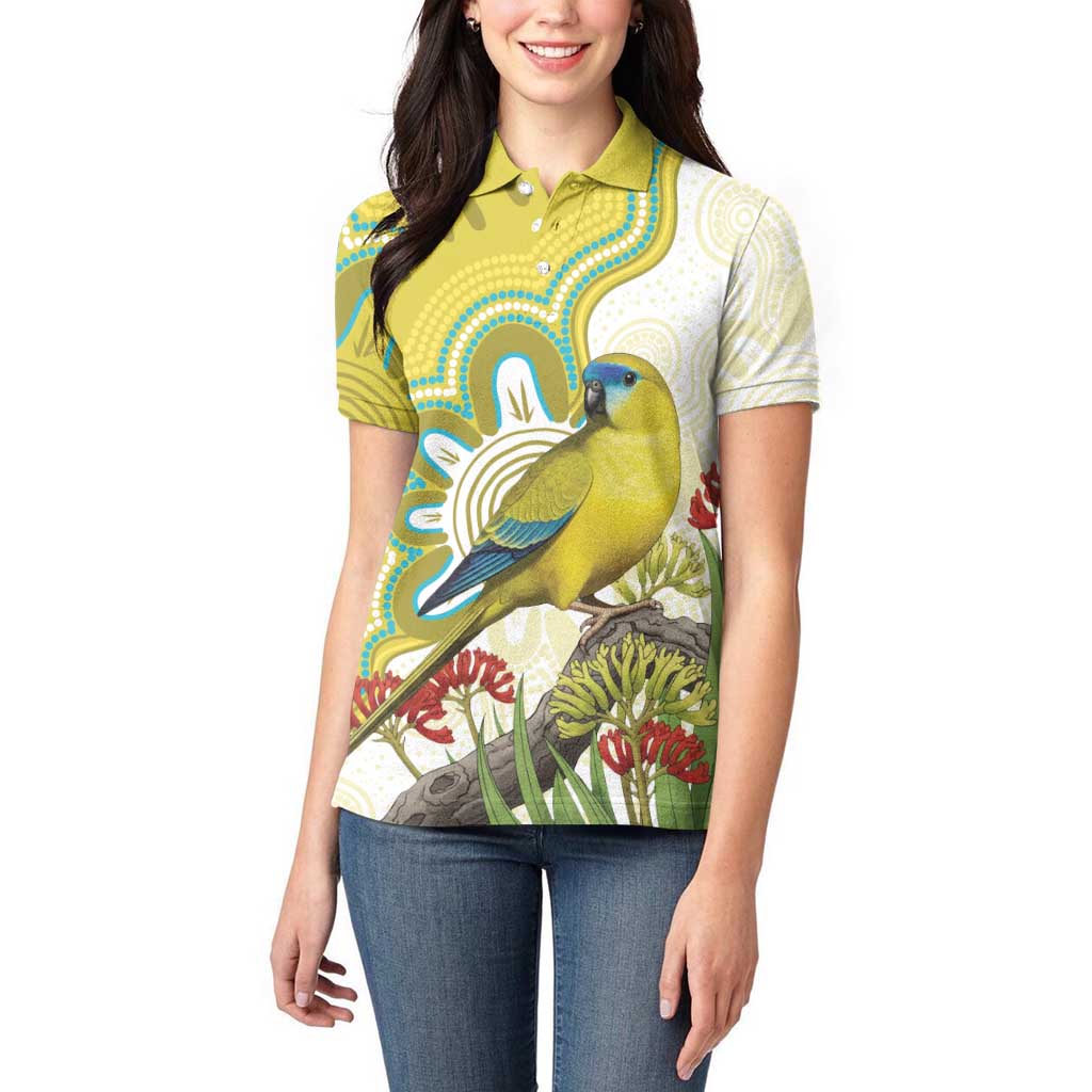Australia Rock Parrot Women Polo Shirt Kangaroo Paws Indigenous Art - Aussie Hoodie