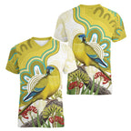 Australia Rock Parrot Women V-Neck T-Shirt Kangaroo Paws Indigenous Art - Aussie Hoodie