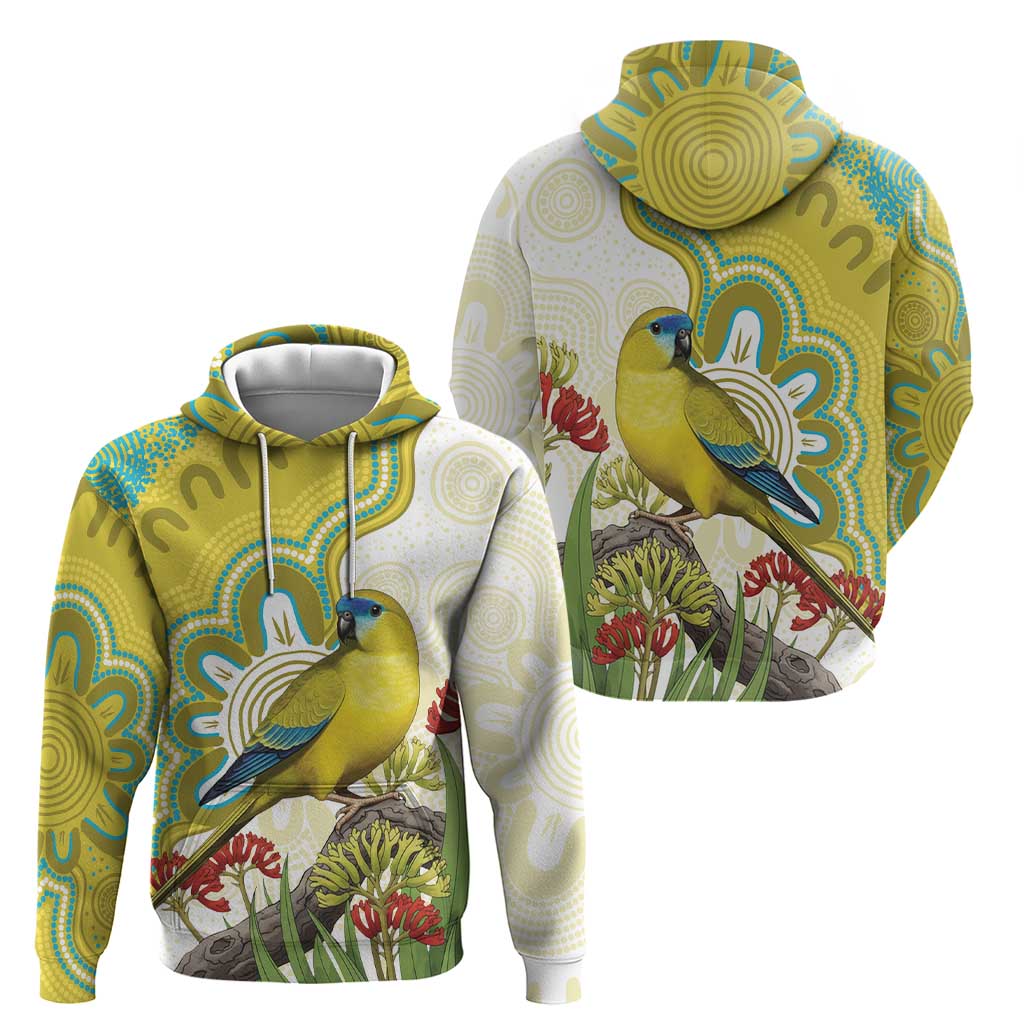 Australia Rock Parrot Zip Hoodie Kangaroo Paws Indigenous Art - Aussie Hoodie