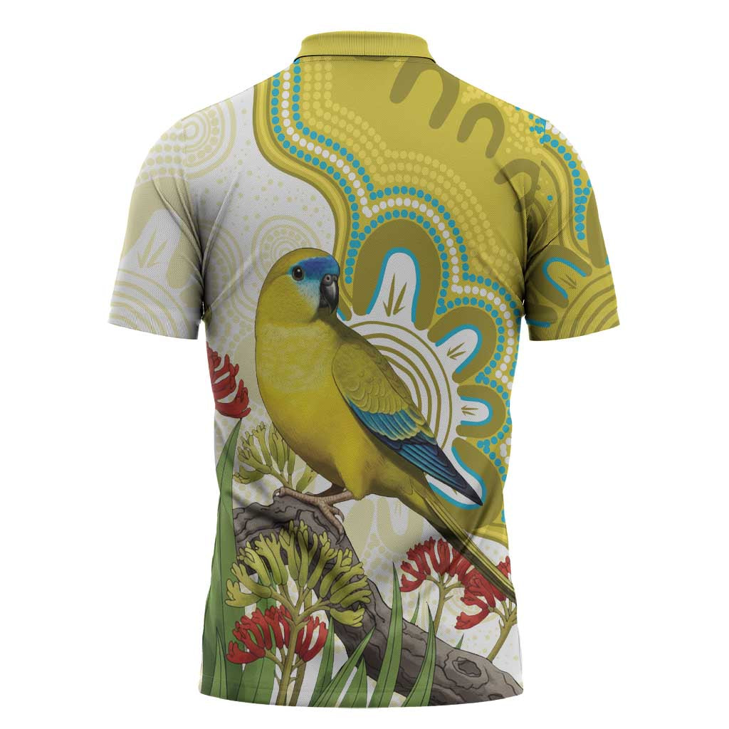 Australia Rock Parrot Zipper Polo Shirt Kangaroo Paws Indigenous Art - Aussie Hoodie