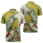 Australia Rock Parrot Zipper Polo Shirt Kangaroo Paws Indigenous Art - Aussie Hoodie