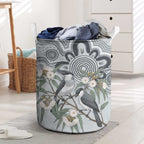 Australia Grey Butcherbird Laundry Basket Eucalyptus Alba Indigenous Art - Aussie Hoodie