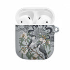 Australia Grey Butcherbird AirPods Case Eucalyptus Alba Indigenous Art - Aussie Hoodie