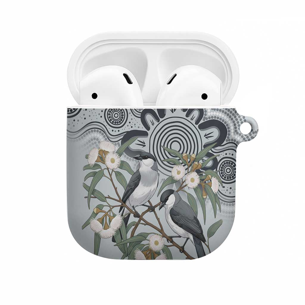 Australia Grey Butcherbird AirPods Case Eucalyptus Alba Indigenous Art - Aussie Hoodie