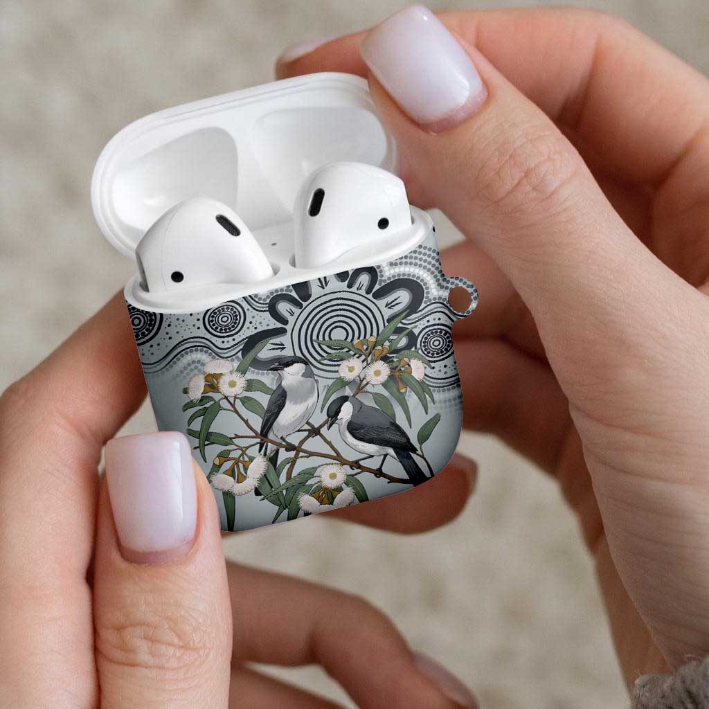 Australia Grey Butcherbird AirPods Case Eucalyptus Alba Indigenous Art - Aussie Hoodie