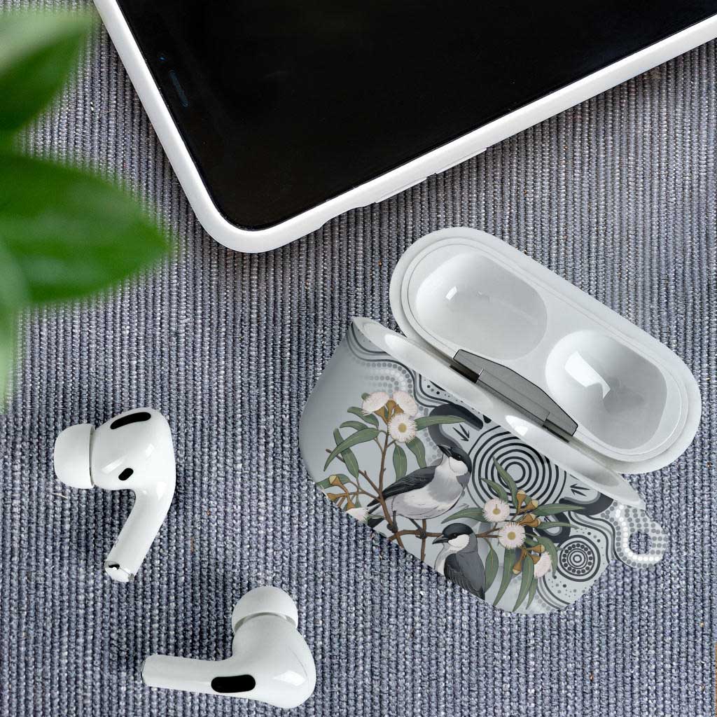 Australia Grey Butcherbird AirPods Case Eucalyptus Alba Indigenous Art - Aussie Hoodie