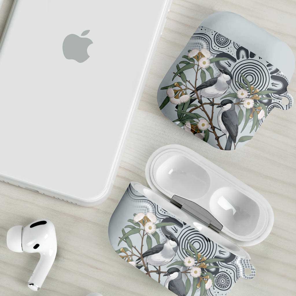 Australia Grey Butcherbird AirPods Case Eucalyptus Alba Indigenous Art - Aussie Hoodie