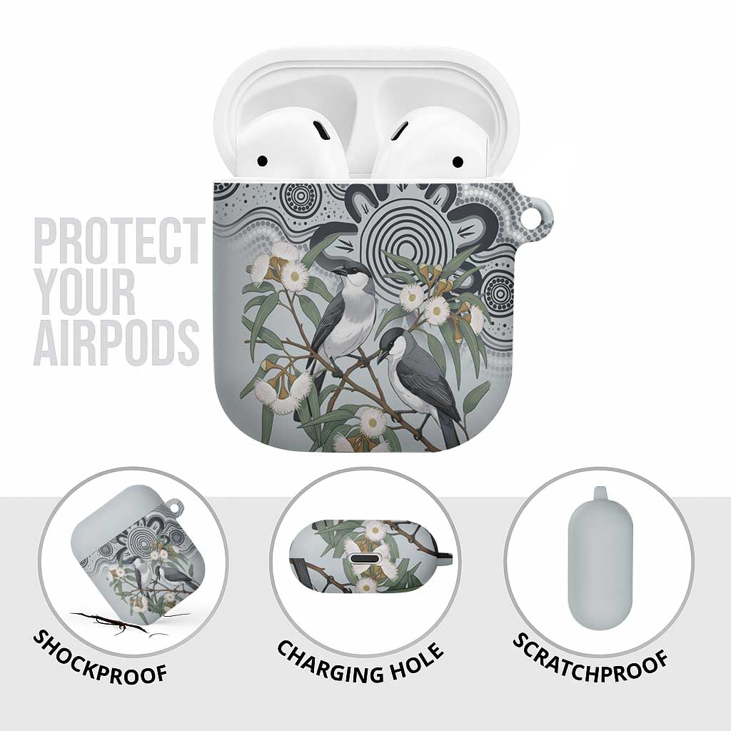 Australia Grey Butcherbird AirPods Case Eucalyptus Alba Indigenous Art - Aussie Hoodie