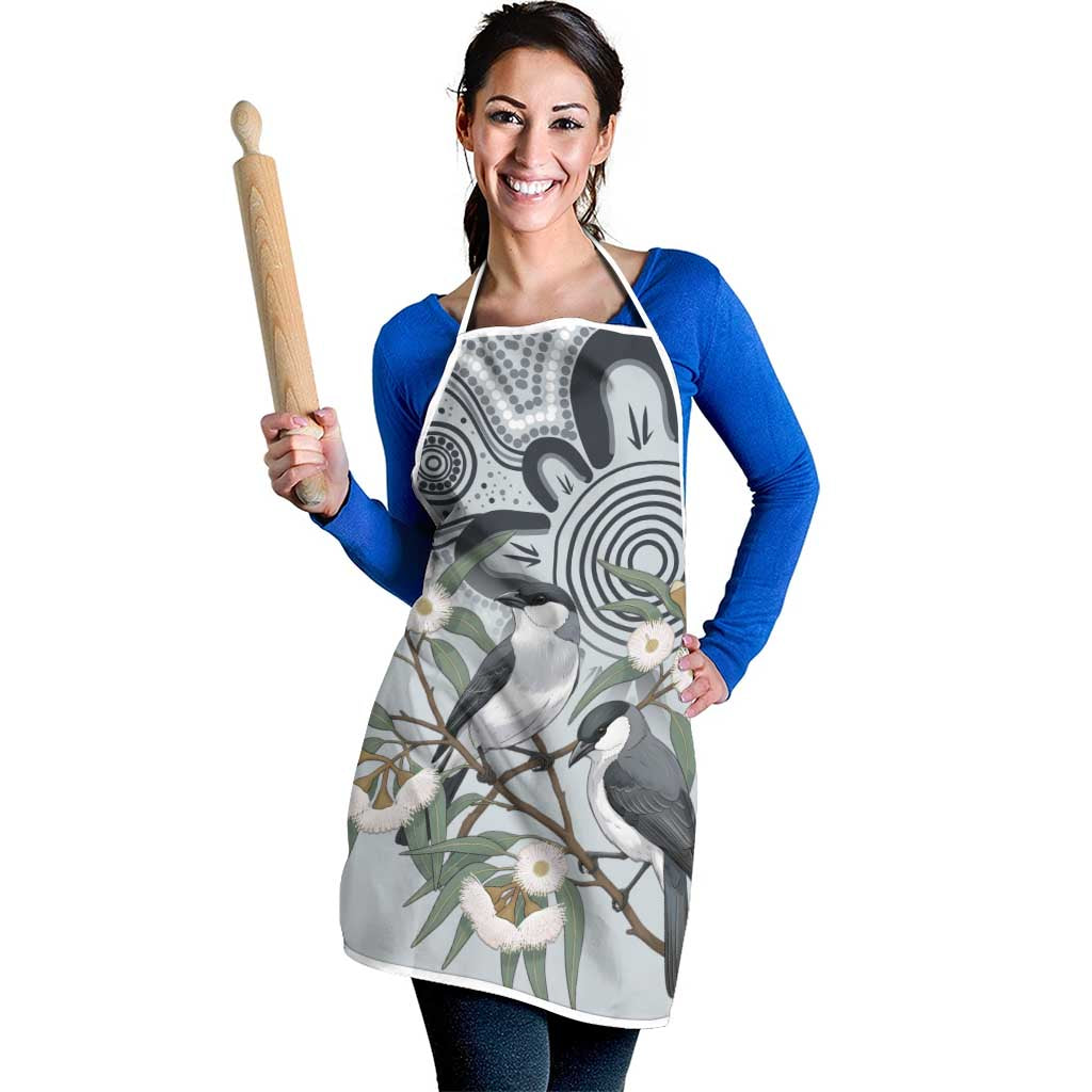 Australia Grey Butcherbird Apron Eucalyptus Alba Indigenous Art - Aussie Hoodie