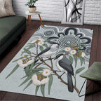 Australia Grey Butcherbird Area Rug Eucalyptus Alba Indigenous Art - Aussie Hoodie