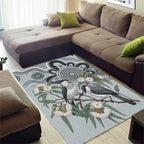 Australia Grey Butcherbird Area Rug Eucalyptus Alba Indigenous Art - Aussie Hoodie