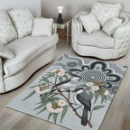 Australia Grey Butcherbird Area Rug Eucalyptus Alba Indigenous Art - Aussie Hoodie