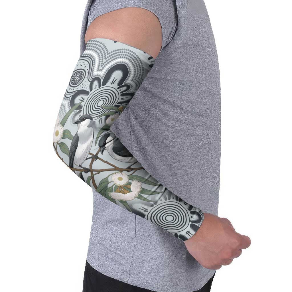 Australia Grey Butcherbird Arm Sleeves Eucalyptus Alba Indigenous Art - Aussie Hoodie