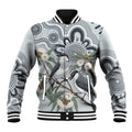 Australia Grey Butcherbird Baseball Jacket Eucalyptus Alba Indigenous Art - Aussie Hoodie