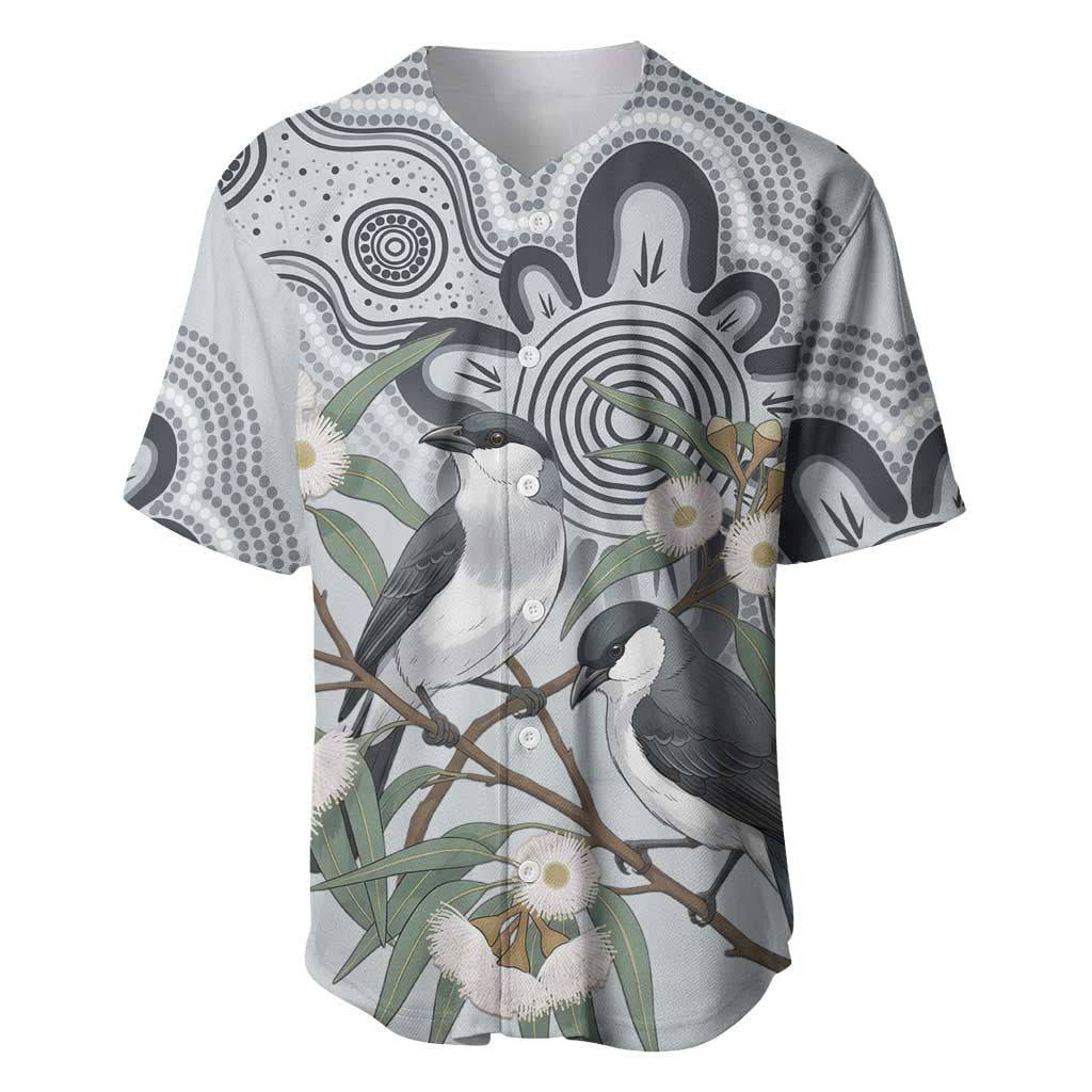 Australia Grey Butcherbird Baseball Jersey Eucalyptus Alba Indigenous Art - Aussie Hoodie