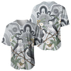Australia Grey Butcherbird Baseball Jersey Eucalyptus Alba Indigenous Art - Aussie Hoodie