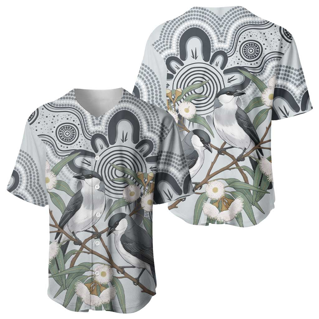 Australia Grey Butcherbird Baseball Jersey Eucalyptus Alba Indigenous Art - Aussie Hoodie