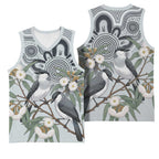 Australia Grey Butcherbird Basketball Jersey Eucalyptus Alba Indigenous Art - Aussie Hoodie