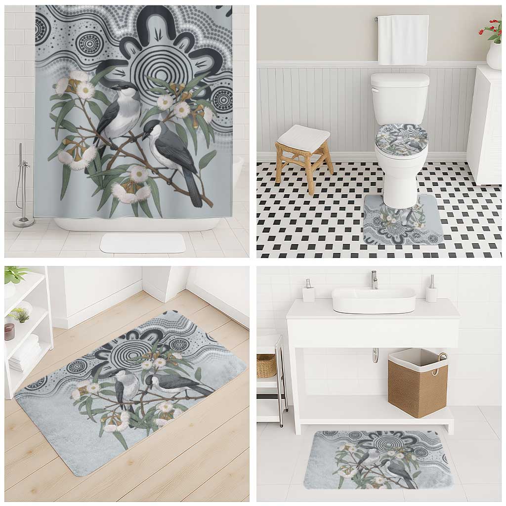 Australia Grey Butcherbird Bathroom Set Eucalyptus Alba Indigenous Art - Aussie Hoodie