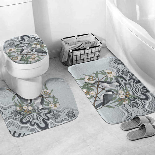 Australia Grey Butcherbird Bathroom Set Eucalyptus Alba Indigenous Art - Aussie Hoodie