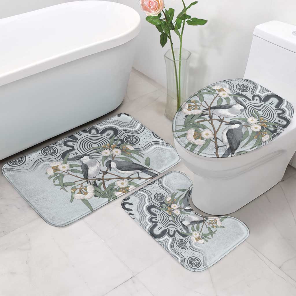 Australia Grey Butcherbird Bathroom Set Eucalyptus Alba Indigenous Art - Aussie Hoodie