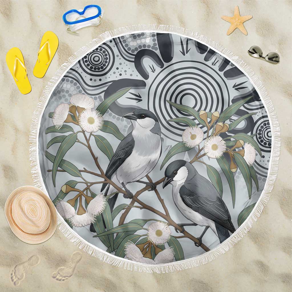 Australia Grey Butcherbird Beach Blanket Eucalyptus Alba Indigenous Art - Aussie Hoodie