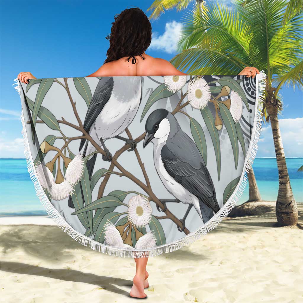 Australia Grey Butcherbird Beach Blanket Eucalyptus Alba Indigenous Art - Aussie Hoodie