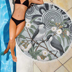Australia Grey Butcherbird Beach Blanket Eucalyptus Alba Indigenous Art - Aussie Hoodie