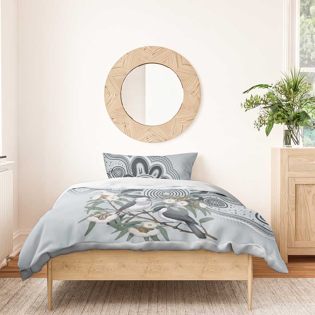Australia Grey Butcherbird Bedding Set Eucalyptus Alba Indigenous Art - Aussie Hoodie