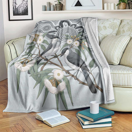 Australia Grey Butcherbird Blanket Eucalyptus Alba Indigenous Art - Aussie Hoodie