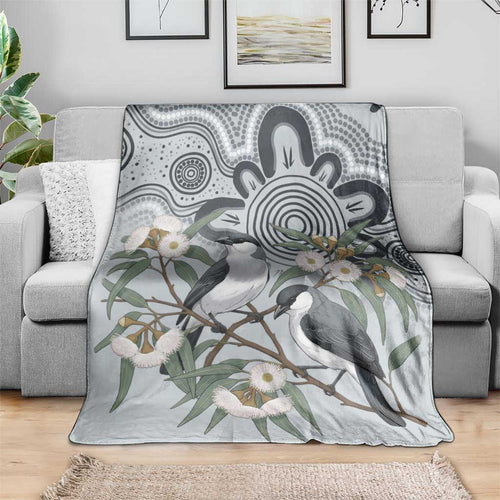 Australia Grey Butcherbird Blanket Eucalyptus Alba Indigenous Art - Aussie Hoodie