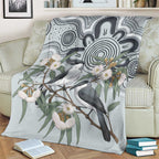 Australia Grey Butcherbird Blanket Eucalyptus Alba Indigenous Art - Aussie Hoodie