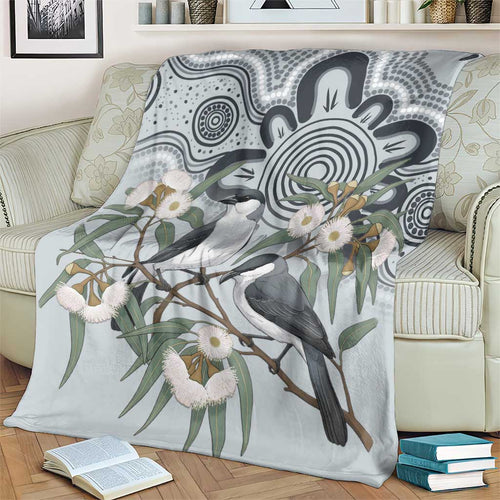 Australia Grey Butcherbird Blanket Eucalyptus Alba Indigenous Art - Aussie Hoodie