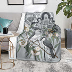 Australia Grey Butcherbird Blanket Eucalyptus Alba Indigenous Art - Aussie Hoodie
