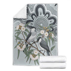 Australia Grey Butcherbird Blanket Eucalyptus Alba Indigenous Art - Aussie Hoodie