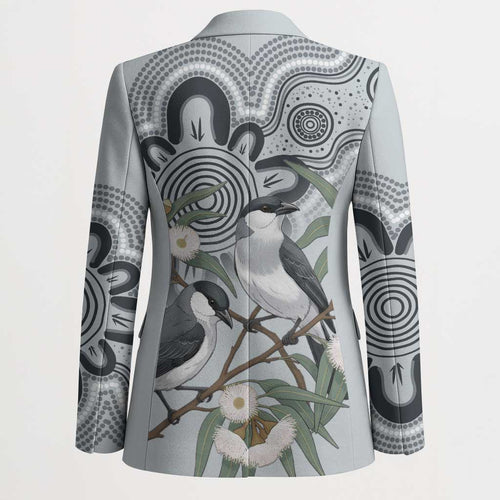 Australia Grey Butcherbird Blazer Eucalyptus Alba Indigenous Art - Aussie Hoodie